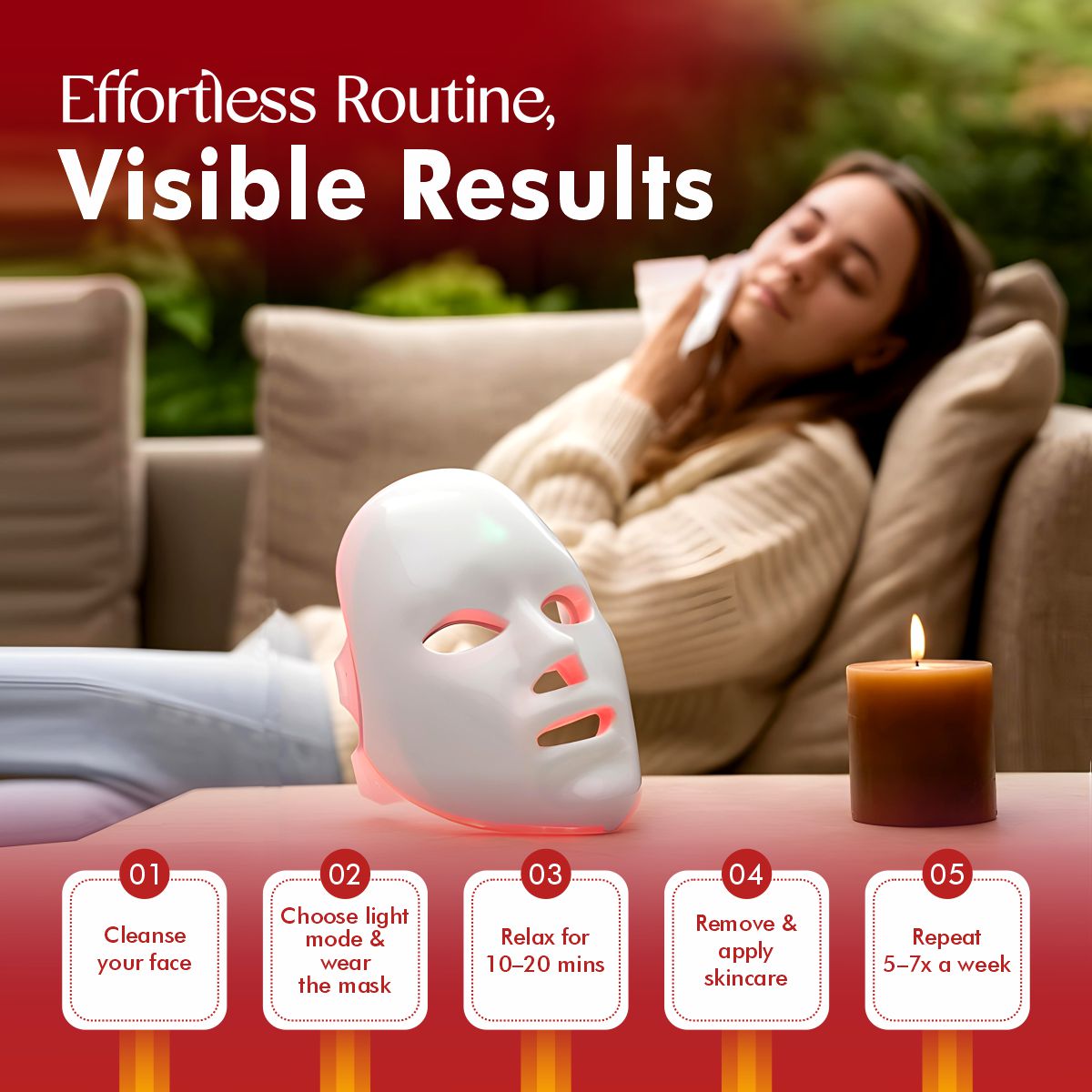 LED Beauty Face Mask - Rejuvenating Anti-Aging Skin Therapy