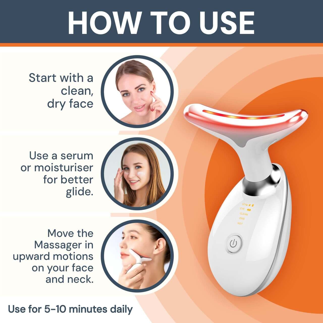 LED Face Massager – Anti-Aging, Skin Tightening & Wrinkle Reduction - EMS, Heat & Light Therapy