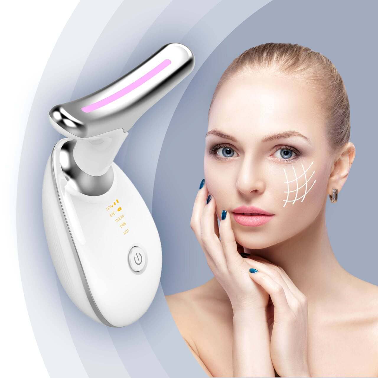 LED Face Massager – Anti-Aging, Skin Tightening & Wrinkle Reduction - EMS, Heat & Light Therapy