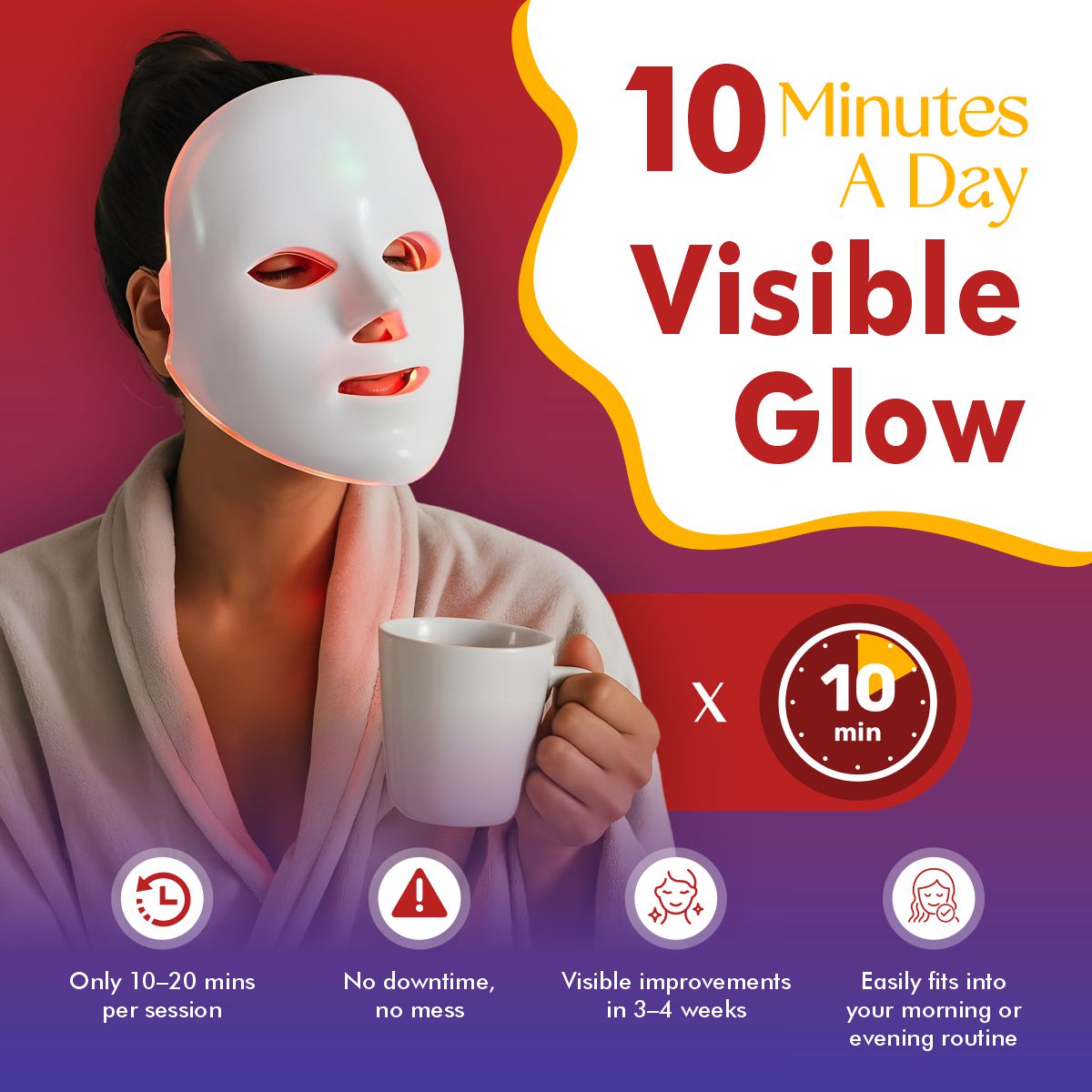 LED Beauty Face Mask - Rejuvenating Anti-Aging Skin Therapy